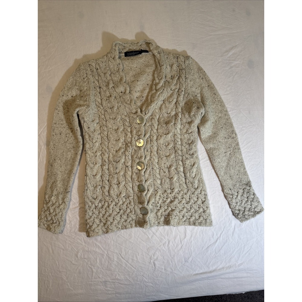 IrelandsEye‎ Women's Cashmere Cardigan Sweater Wool Blend Off White Size Medium
